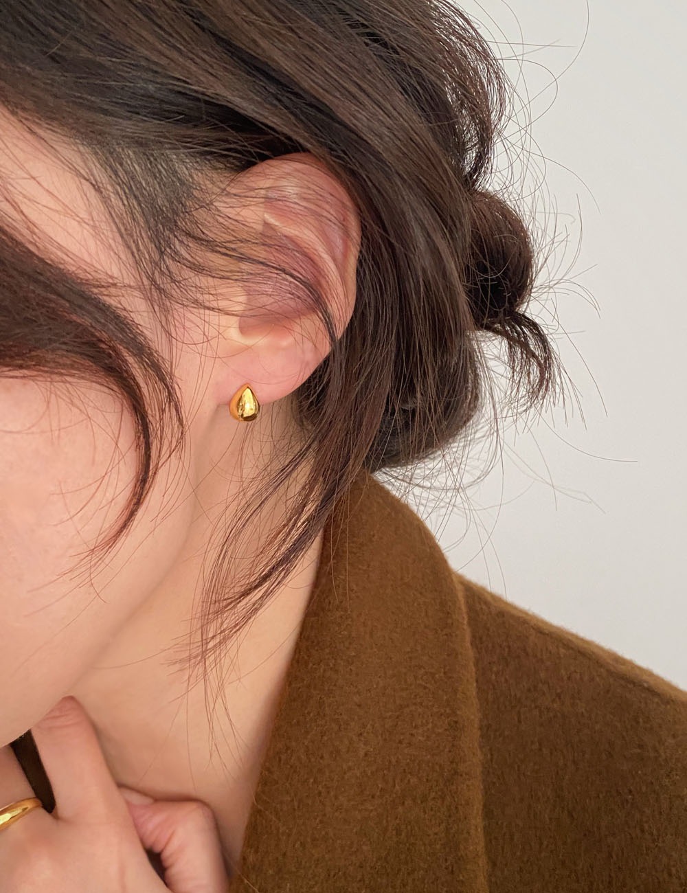925silver oval drop earring
