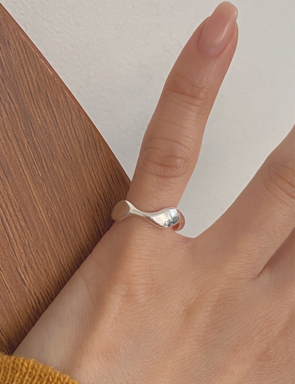 925silver wave bold baby ring